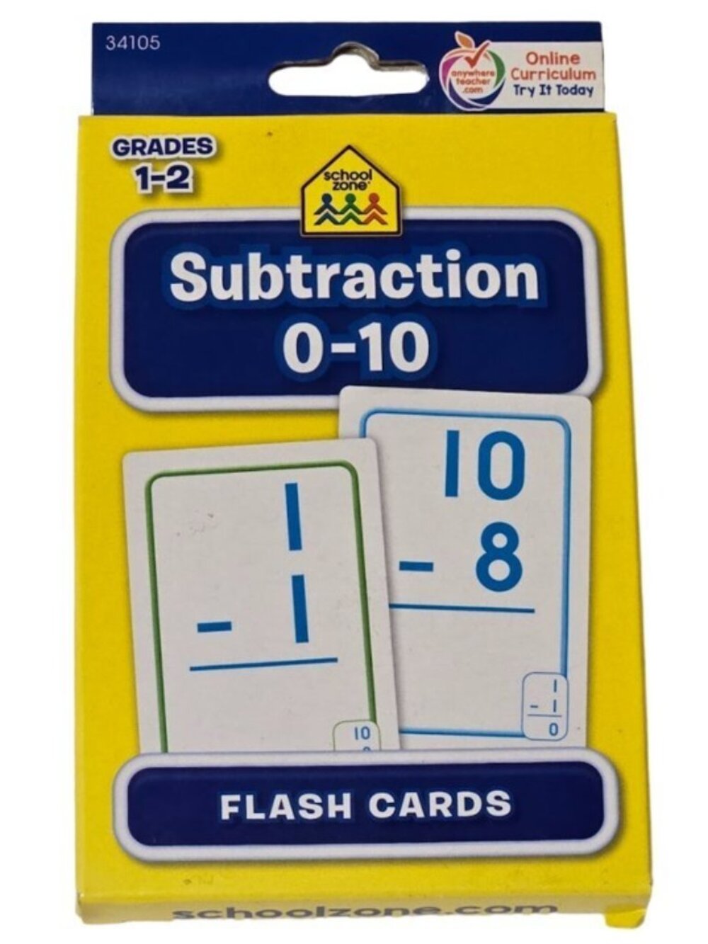 School Zone Subtraction 0-10 Flash Cards Math Grades 1-2 Ages 6 and Up Kids NEW